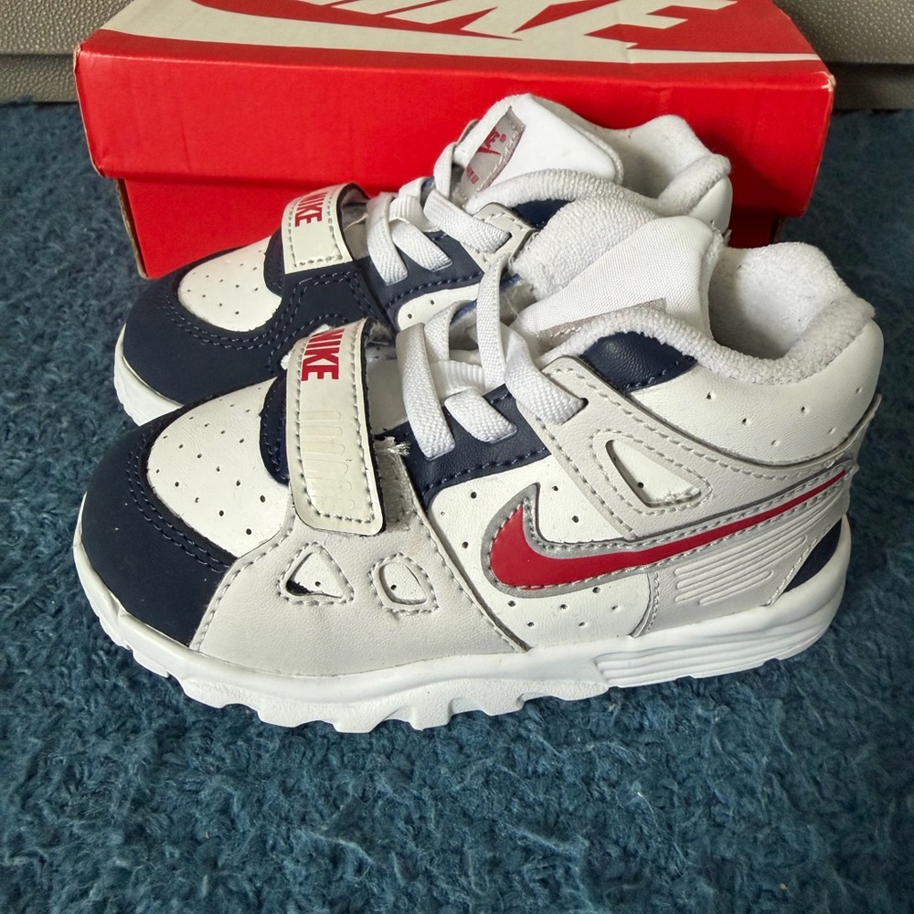 Nike Kids White Navy and Red Athletic Sneakers